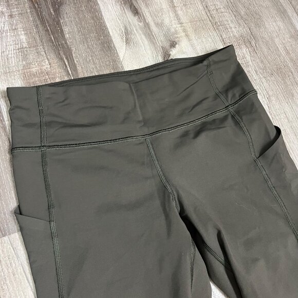 Lululemon Athletic Pace Rival MR Crop Yoga Pants Dark Olive Women’s Size 4 - Picture 3 of 10